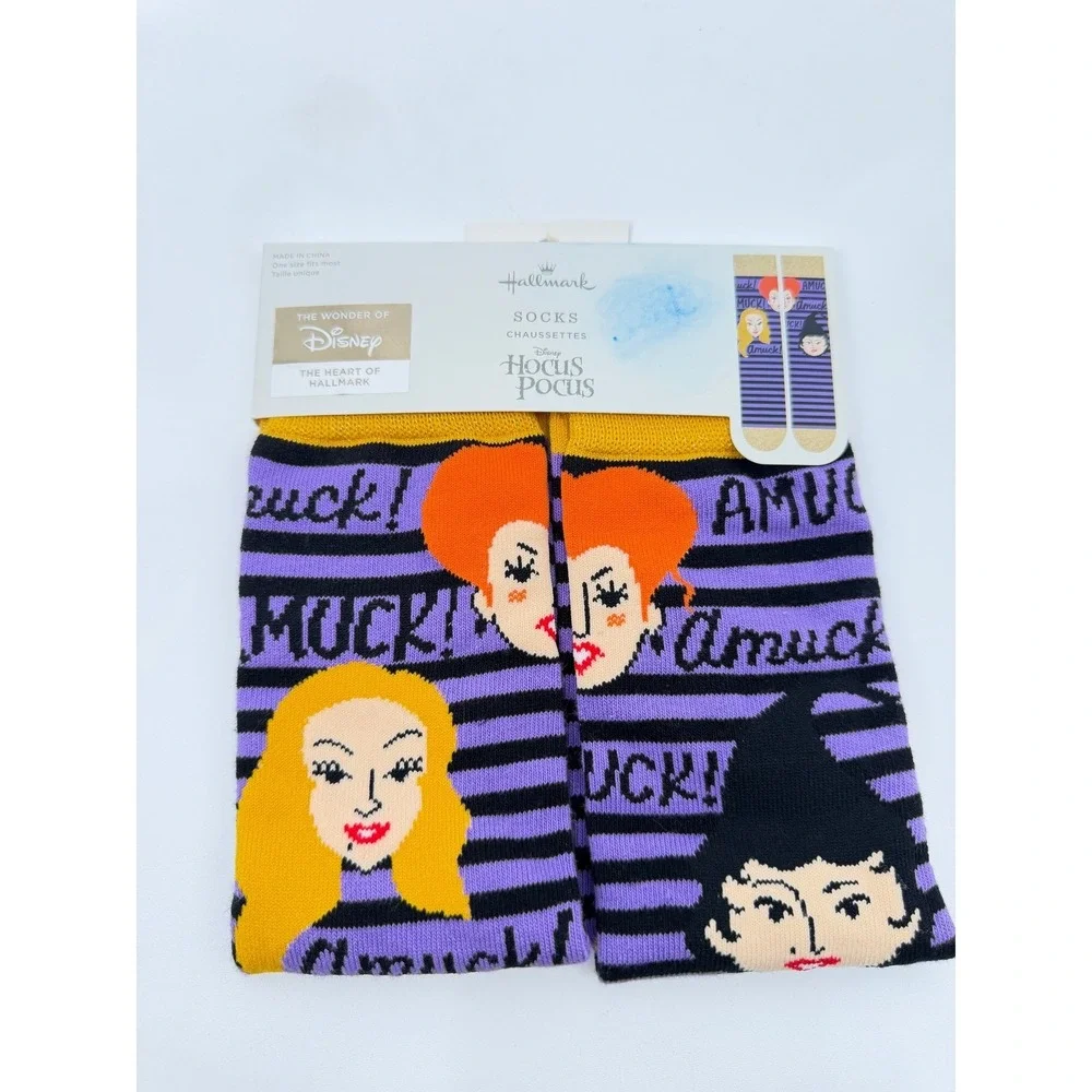 Disney Hocus Pocus Socks Womens Purple Sanderson Sisters Amuck Halloween